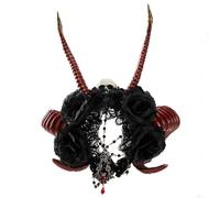 Watreketal Headband,Witch Horn Dark Lace Headwear Party Headbands Devil Horn Animation Hair Hoop for Live Show Role Play