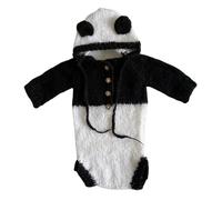 Watreketal Infant Photography Props Handmade Crochet Panda Hat Jumpsuit Photostudio Posing Wear Romper Newborn Shower Gift 2PCS Baby Photography Props