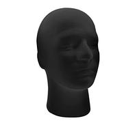 Watreketal Mannequin for Head Stand Model Foam Black Velvet Male Wigs Display Model Mannequin Manikin Wig Hat Glasses Foam Set
