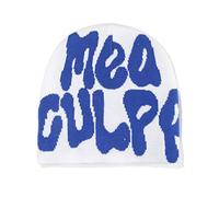 Watreketal MEA Culpa Beanie Hat,Letter Print Beanies MEA Y2K Beanies,Skull Cap Beanie Knit Hat for Woman Men, Knit Cap for Unisex White Blue