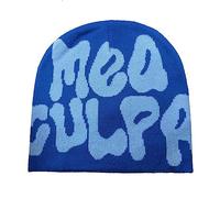 Watreketal MEA Culpa Beanie Hat,Letter Print Beanies MEA Y2K Beanies,Skull Cap Beanie Knit Hat for Woman Men, Knit Cap for Unisex Dark Blue