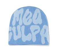 Watreketal MEA Culpa Beanie Hat,Letter Print Beanies MEA Y2K Beanies,Skull Cap Beanie Knit Hat for Woman Men, Knit Cap for Unisex Blue