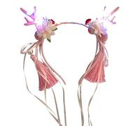 Watreketal MerryChristmas Decorations Light Up Reindeer Hairhoop With Tassels Christmas LED Headband Stage Props Festival Supplies Light Up Antler Headband For All Head Sizes