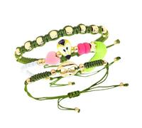 Watreketal Set Of 3 Practical Handcraft Bracelets Featuring Pigs Nose Beads And Playful Clay Fruit Designs Stylish Outfits Charm
