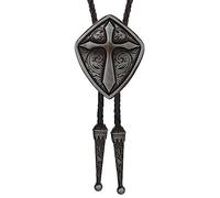 Watreketal Shield Cross Bolo Tie For Adult Unisex Cowboy Necktie Costume Accessories Neck Tie For Women Men Leathers Rope Neckpiece Cross Shield Necklace Handmade Jewelry