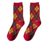 Watreketal Socks,Women Autumn Ethnic Argyle Diamond Print Crew Socks Vintage College Preppy Style Student Cotton Mid-Calf Tube Hosiery Gifts