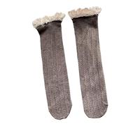 Watreketal Socks,Women Vintage Striped Ribbed Knit Knee High Socks Japanese Style JK Girl Frilly Ruffle Lace Trim Over Calf Long Stocking