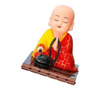 Watreketal Solar Power Buddhist Monk Head Nodding Car Dashboard Decors ABS Sculpture For Good Luck And Fortunes Car Dashboard Ornaments For Men