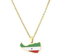 Watreketal Stainless Steel Somaliland Map Pendant Retro Necklaces National Flag Map Dripping Oil Clavicle Chain Jewelry Gift Dripping Oil Flag Clavicle Chain