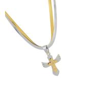 Watreketal Stylish Double Layer Crosses Pendant Necklace Minimalists Designs With Sturdy Brass Accessory For Everyday Wear Comfortable Jewelry