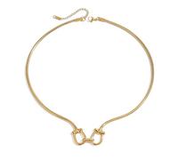 Watreketal Stylish Gold Clavicle Necklace Double Circles Pendant Neckchain Adjustable Choker Stainless Steel Unisex Collarbone Chain High End Fashion Accessory