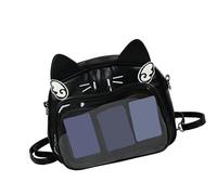 Watreketal Women Anime Cats Itabag Backpack Multipurpose PU Schoolbag with Multiple Pockets Clear Front Pin Display Crossbody Bag Cats Backpack