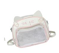 Watreketal Women Anime Cats Itabag Backpack Multipurpose PU Schoolbag with Multiple Pockets Clear Front Pin Display Crossbody Bag Cats Backpack