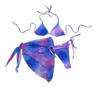 Watreketal Womens 3 Pieces Swimsuit Lady Tie Dye Set Bathing Suit with Beach Skirt for Vacations