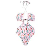 Watreketal Womens Split Two-Piece Bikinis Swimsuit Comfortable Printing Tummy Control Swimming Suit Push Up Wrap Beachwear Bikinis Swimsuit Set