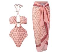 Watreketal Womens Split Two-Piece Bikinis Swimsuit Comfortable Printing Tummy Control Swimming Suit Push Up Wrap Beachwear Bikinis Swimsuit Set