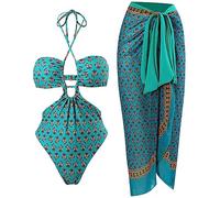 Watreketal Womens Split Two-Piece Bikinis Swimsuit Comfortable Printing Tummy Control Swimming Suit Push Up Wrap Beachwear Bikinis Swimsuit Set