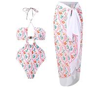 Watreketal Womens Split Two-Piece Bikinis Swimsuit Comfortable Printing Tummy Control Swimming Suit Push Up Wrap Beachwear Bikinis Swimsuit Set