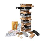 Watreketal Wooden Building Block Sensory Stacking Toy Balancing Puzzle Block Fine Motor Skill Training Toy Tumble Tower Party Props Tabletop Game Toy