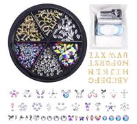 WATRZ 154 Letter pcs Teeth Gem Kit,Tooth Gems for DIY Crystals Teeth Jewelry Kit for Girls Gold Y2K Butterfly Love for Boys Silver (Gold)