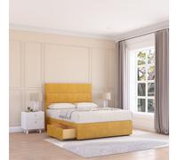Watson Divan Bed Base No Drawers 12" Footboard & 26" Struts Headboard Sloomy Mustard Small Single