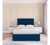 Watson Divan Bed Set With 2 drawers Footend - Plush Velvet Sloomy Navy Small Double