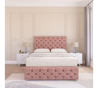 Watson Divan Bed Set With 2 drawers Footend - Plush Velvet Sloomy Pink Small Double