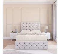 Watson Divan Bed Set With 2 drawers Footend - Plush Velvet Sloomy Silver King