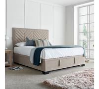 Watson - Double - Ottoman Bed Frame - Warm Stone - Velvet - 4FT6 - Happy Beds
