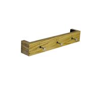 Watsons 'Ellis' - Wood Wall Mounted 40cm Floating Shelf With 3 Hooks - Oak in Brown WATSONS Brown