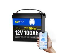 WattCycle 12V 100Ah LiFePO4 Battery, 100A BMS, Deep-Cycle, Group 24, for RV, Solar, Marine