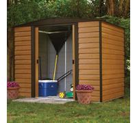 watten metal garden shed without assembly in oak and black 8×6