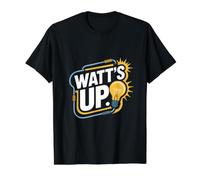 Watt's Up Energy Light Bulb Enthusiast Value Graphic T-Shirt, Men, Black, S