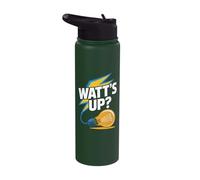 Watt's Up Light Bulb Humor Funny Slogan Stainless Steel Insulated Water Bottle