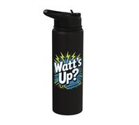 Watt's Up Question Funny Puns Humor Stainless Steel Insulated Water Bottle