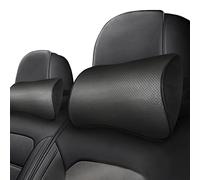 wattstar 2PCS Car Headrest Pillows, Soft Car Neck Pillows, Genuine Leather Neck Pillow for Neck Support, Memory Foam Car Pillow for Driving, Neck Pain Relief Helpers, Black