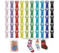 WATUNID 100 Colorful Sock Clips for Washing Machine and Dryer, Non-Slip Mini Clothespins with Drawstring Storage Bag and Clothesline, Sock Clip with Small Hook for Storing Paired Socks(10 Colors)