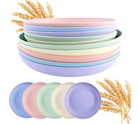WATUNID 10Pcs Dinner Plates Set, 23, 25cm Plastic Plates Reusable Deep Camping Plates, Unbreakable Kids Toddler Plates, Lightweight Colorful Dessert Salad Plate Set for Picnic, Camping & BBQ