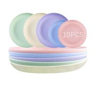 WATUNID 10Pcs Dinner Plates Set, 23, 25cm Plastic Plates Reusable Deep Camping Plates, Unbreakable Plates, Lightweight Colorful Dessert Salad Plate Set for Picnic, Camping & BBQ