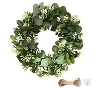 WATUNID 18 Inch Artificial Eucalyptus Wreath With 1PC Rope and Hook