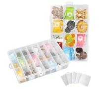 WATUNID 2 Pcs Snack Boxes for Kids, Clear Plastic Snackle Box with 12 Removable Grids, Candy, Nuts, Snacks Storage Boxes for Travel (7.5x5.1 inch)