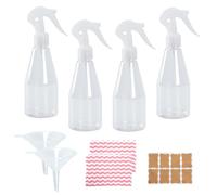 WATUNID 4 Pcs Spray Bottles, 200ml Water Spray Bottles with 2 Funnels, 8 Labels and 2 Cleaning Cloth, Empty Plastic Mister Sprayer, Plant Mist Clear Refillable Containers for Travel Cleaning Gardening