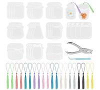 WATUNID 62 Pcs Transparent Dried Flower Bookmarks Set, Large Size Bottle Shaped Bookmark with Tassels Tweezer Hole Punch, Handmade DIY Pressed Flowers Bookmark for Home School Reading Book Scrapbook