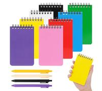 WATUNID 8 Pcs Pocket Notebook with 4 Pens, Mini Notebook with Colorful Covers, A7 Pocket Notepads Size 3x5 Inch (7.6×12.7cm) with Lined Pages Wirebound for Office, School, College, Travel, Work