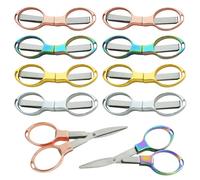 WATUNID 8PCS Folding Scissors, Portable Travel Scissors, Stainless Steel Small Scissorses, Glasses-Shaped Mini Shear, Safety Foldable Mini Crafting for Home School Office Travel Fishing Sewing