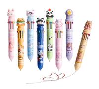 WATUNID 8Pcs Multicolor Retractable Ballpoint Pens, 10-in-1,12-in-1 Colored Cartoon Animal Ballpoint Pen, 0.7mm Refill Cute Pen for Office Back to School Supplies Students and Children Gift