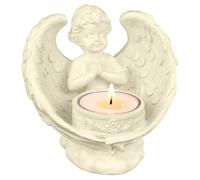 WATUNID Resin Angel Figurine Candle Holders, Praying Guardian Angel Tea Light Votive Candle Holder, Stylish Angel Wings Tealight Holder, Angel Ornament for Christmas Decor, Memorial Bereavement Gifts