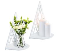 WATUNID Wall Candle Holders Set of 2, Hanging Candle Sconces, Wooden Wall-Mount Wall Sconces, Farmhouse Vase Pillar Candle Tealight Stand, White Wall Decor for Bedroom Living Room Kitchen Bathroom