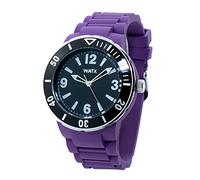 Watx Unisex Adult Quartz Analog Watch with Rubber Strap, Purple/Black, 45MM, Strip