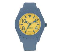 watxandco Clock - Analogic Atlantic Blue/Mustard. Analogue Watch for Men with Silicone Strap Blue Dark of Clothing. Mustard Dial with Details Applied in Dark Blue. 49 mm